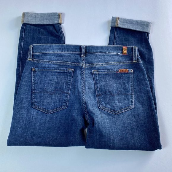 7 For All Mankind, dark wash Josefina Skinny Boyfriend jeans, size 4/27 - Picture 6 of 12